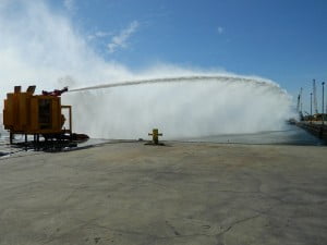 MTT Flood Control and FiFi Fire Fighting with Turbines – MTT FiFi Package at 16,000 GPM on MTT’s Dock - www.marineturbine.com